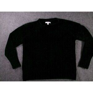 Seven7 Sweater Womens M Chenille Crew Neck Long Sleeve Caviar Black Pullover
